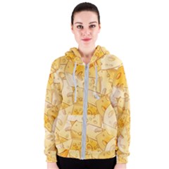 Cheese-slices-seamless-pattern-cartoon-style Women s Zipper Hoodie by Pakemis