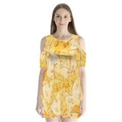 Cheese-slices-seamless-pattern-cartoon-style Shoulder Cutout Velvet One Piece