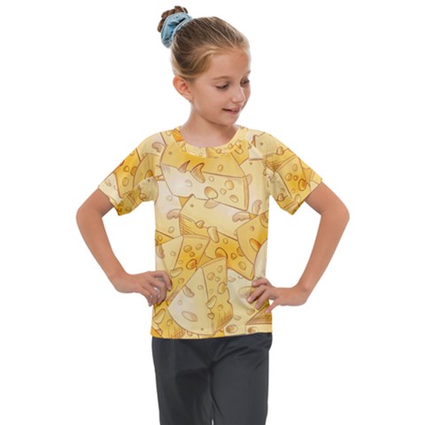 Cheese-slices-seamless-pattern-cartoon-style Kids  Mesh Piece Tee by Pakemis