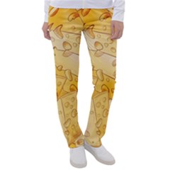 Cheese-slices-seamless-pattern-cartoon-style Women s Casual Pants by Pakemis