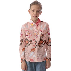 Beautiful-seamless-spring-pattern-with-roses-peony-orchid-succulents Kids  Long Sleeve Shirt by Pakemis