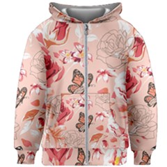 Beautiful-seamless-spring-pattern-with-roses-peony-orchid-succulents Kids  Zipper Hoodie Without Drawstring by Pakemis