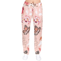 Beautiful-seamless-spring-pattern-with-roses-peony-orchid-succulents Women Velvet Drawstring Pants by Pakemis