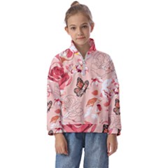 Beautiful-seamless-spring-pattern-with-roses-peony-orchid-succulents Kids  Half Zip Hoodie