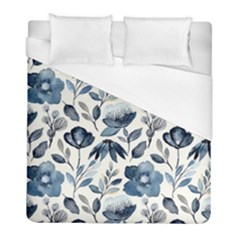 Indigo-watercolor-floral-seamless-pattern Duvet Cover (full/ Double Size) by Pakemis