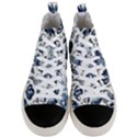 Indigo-watercolor-floral-seamless-pattern Men s Mid-Top Canvas Sneakers View1