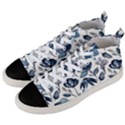 Indigo-watercolor-floral-seamless-pattern Men s Mid-Top Canvas Sneakers View2