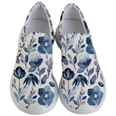 Indigo-watercolor-floral-seamless-pattern Women s Lightweight Slip Ons by Pakemis