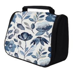 Indigo-watercolor-floral-seamless-pattern Full Print Travel Pouch (small) by Pakemis