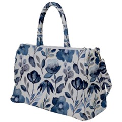 Indigo-watercolor-floral-seamless-pattern Duffel Travel Bag by Pakemis