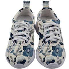 Indigo-watercolor-floral-seamless-pattern Kids Athletic Shoes