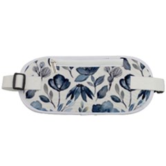 Indigo-watercolor-floral-seamless-pattern Rounded Waist Pouch by Pakemis