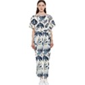 Indigo-watercolor-floral-seamless-pattern Batwing Lightweight Chiffon Jumpsuit View1