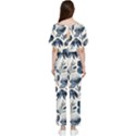 Indigo-watercolor-floral-seamless-pattern Batwing Lightweight Chiffon Jumpsuit View2