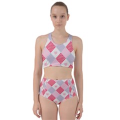 Cute-kawaii-patches-seamless-pattern Racer Back Bikini Set by Pakemis