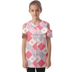 Cute-kawaii-patches-seamless-pattern Fold Over Open Sleeve Top