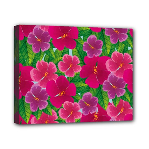 Background-cute-flowers-fuchsia-with-leaves Canvas 10  X 8  (stretched) by Pakemis