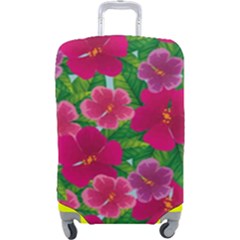 Background-cute-flowers-fuchsia-with-leaves Luggage Cover (large) by Pakemis