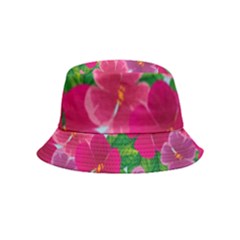 Background-cute-flowers-fuchsia-with-leaves Bucket Hat (kids) by Pakemis