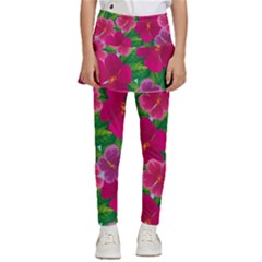 Background-cute-flowers-fuchsia-with-leaves Kids  Skirted Pants by Pakemis