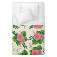 Cute-pink-flowers-with-leaves-pattern Duvet Cover (single Size) by Pakemis