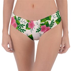 Cute-pink-flowers-with-leaves-pattern Reversible Classic Bikini Bottoms by Pakemis