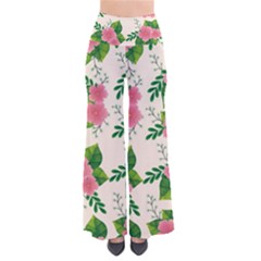 Cute-pink-flowers-with-leaves-pattern So Vintage Palazzo Pants by Pakemis