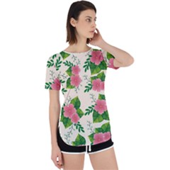 Cute-pink-flowers-with-leaves-pattern Perpetual Short Sleeve T-shirt by Pakemis