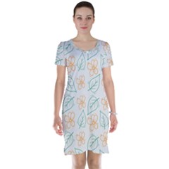 Hand-drawn-cute-flowers-with-leaves-pattern Short Sleeve Nightdress by Pakemis