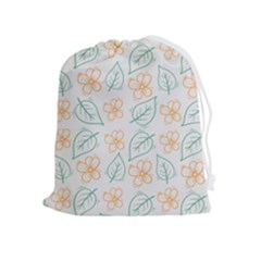 Hand-drawn-cute-flowers-with-leaves-pattern Drawstring Pouch (xl) by Pakemis