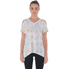 Hand-drawn-cute-flowers-with-leaves-pattern Cut Out Side Drop Tee by Pakemis