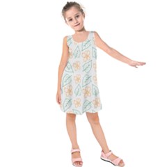 Hand-drawn-cute-flowers-with-leaves-pattern Kids  Sleeveless Dress by Pakemis