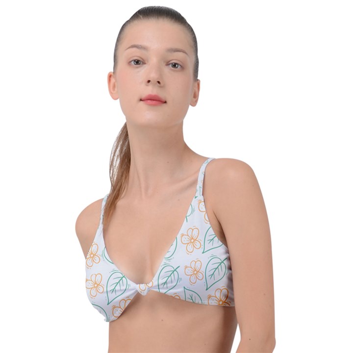 Hand-drawn-cute-flowers-with-leaves-pattern Knot Up Bikini Top