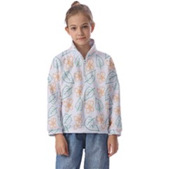 Hand-drawn-cute-flowers-with-leaves-pattern Kids  Half Zip Hoodie