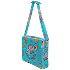 Colored-sketched-sea-elements-pattern-background-sea-life-animals-illustration Cross Body Office Bag