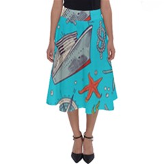 Colored-sketched-sea-elements-pattern-background-sea-life-animals-illustration Perfect Length Midi Skirt