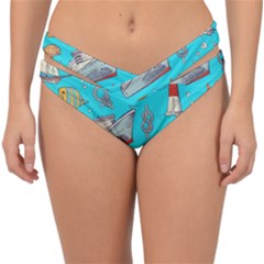 Colored-sketched-sea-elements-pattern-background-sea-life-animals-illustration Double Strap Halter Bikini Bottom by Pakemis