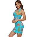 Colored-sketched-sea-elements-pattern-background-sea-life-animals-illustration Sleeveless Wide Square Neckline Ruched Bodycon Dress View2