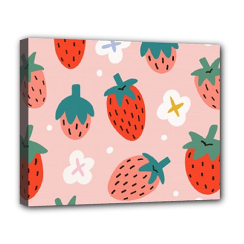 Strawberry-seamless-pattern Deluxe Canvas 20  X 16  (stretched) by Pakemis