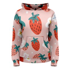 Strawberry-seamless-pattern Women s Pullover Hoodie