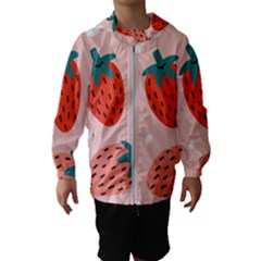 Strawberry-seamless-pattern Kids  Hooded Windbreaker by Pakemis