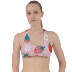 Strawberry-seamless-pattern Criss Cross Racerback Sports Bra by Pakemis