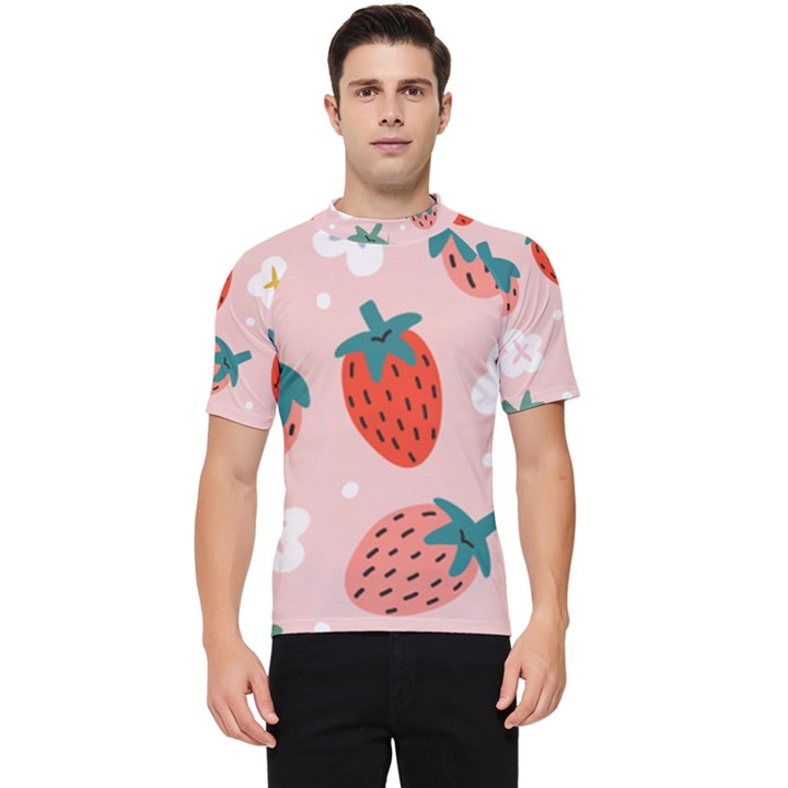 Strawberry-seamless-pattern Men s Short Sleeve Rash Guard