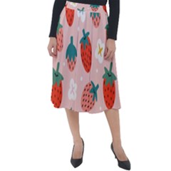 Strawberry-seamless-pattern Classic Velour Midi Skirt  by Pakemis