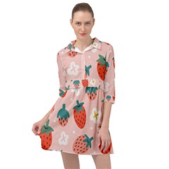 Strawberry-seamless-pattern Mini Skater Shirt Dress by Pakemis