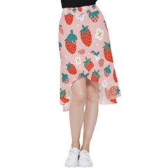 Strawberry-seamless-pattern Frill Hi Low Chiffon Skirt by Pakemis