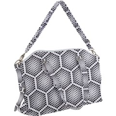 Halftone-tech-hexagons-seamless-pattern Canvas Crossbody Bag by Pakemis