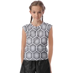 Halftone-tech-hexagons-seamless-pattern Kids  Raglan Cap Sleeve Tee by Pakemis