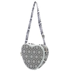 Halftone-tech-hexagons-seamless-pattern Heart Shoulder Bag by Pakemis