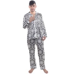 Halftone-tech-hexagons-seamless-pattern Men s Long Sleeve Satin Pajamas Set